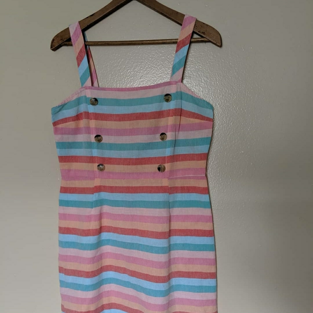 Colorful button dress size L. Vintage style.